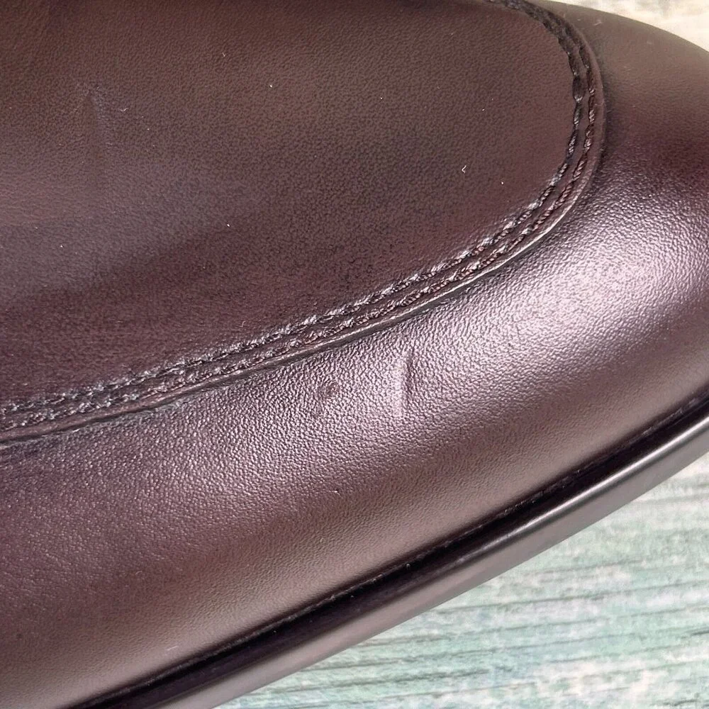 GEOX Mens Waterproof Leather Loafers Size 12/45 Wide Fit Dark Brown Dress Shoes
